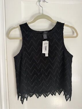Aqua By Bloomingdale’s Black Crochet Sleeveless Top